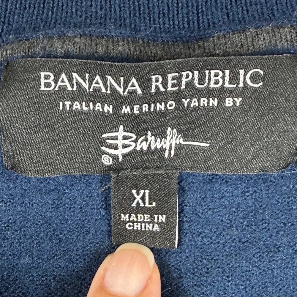Banana Republic XL Navy Blue Italian Merino Wool Crew Neck Sweater